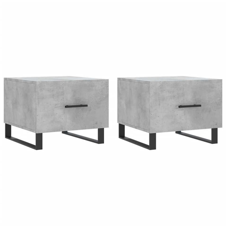 Tables basses 2 pcs gris béton 50x50x40 cm bois d'ingénierie - Photo n°1