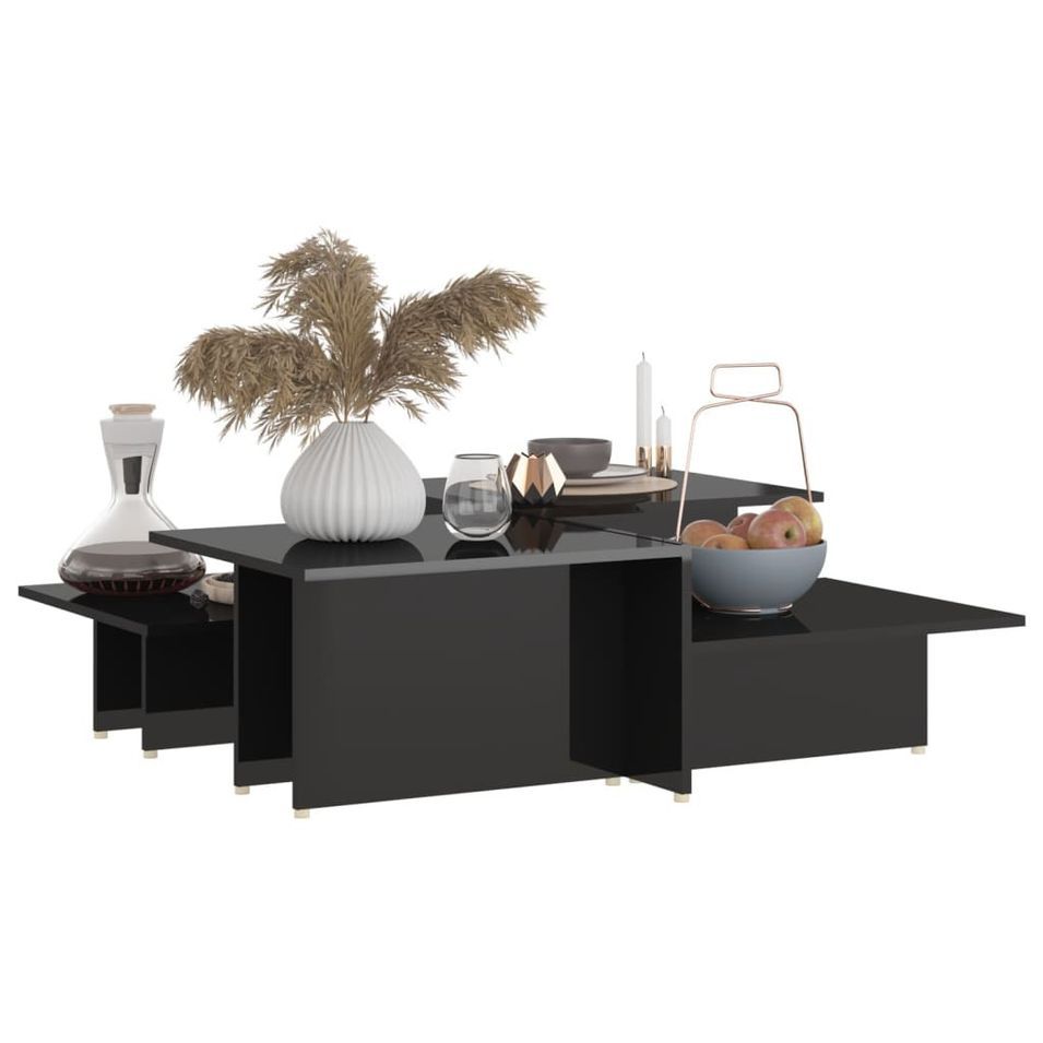 Tables basses 2 pcs Noir brillant 111,5x50x33 cm - Photo n°1