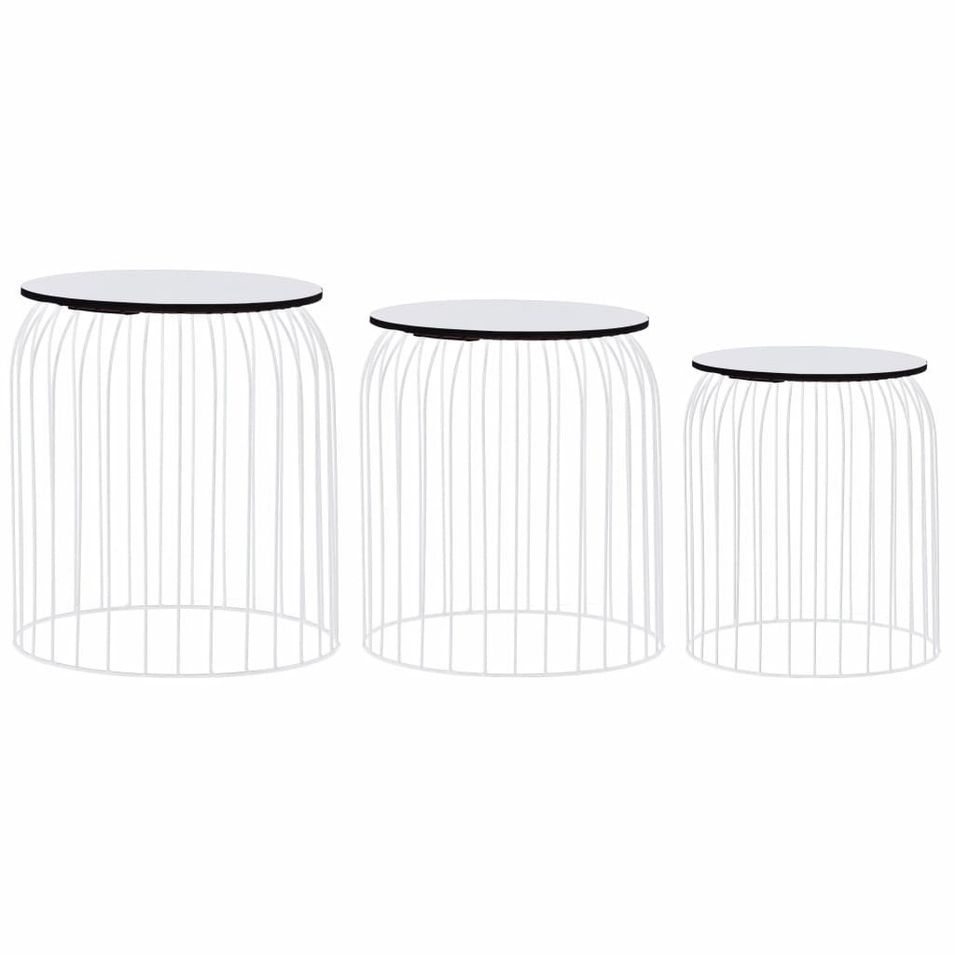 Tables basses 3 pcs Blanc - Photo n°1