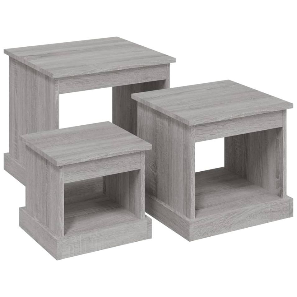 Tables basses 3 pcs sonoma gris bois d'ingénierie - Photo n°1