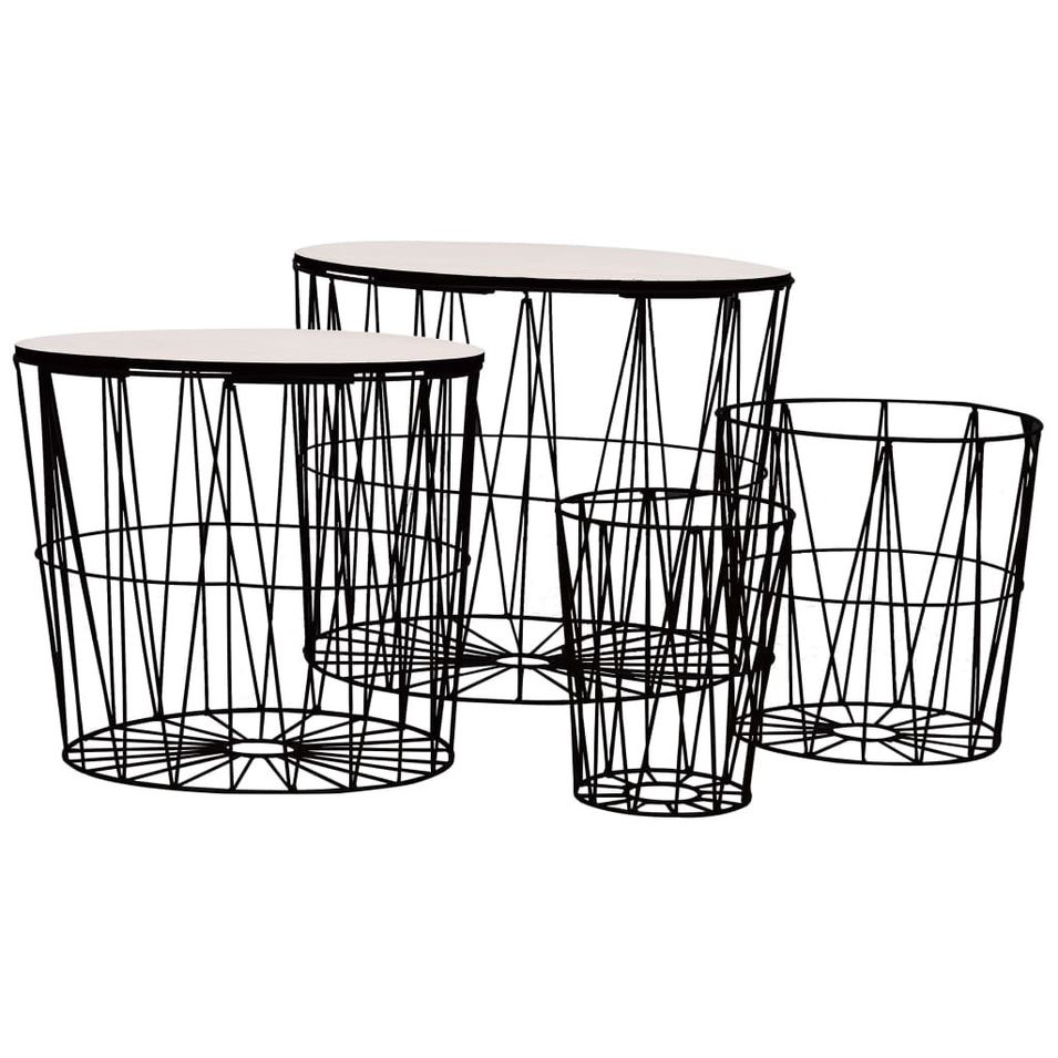 Tables basses 4 pcs Noir - Photo n°1
