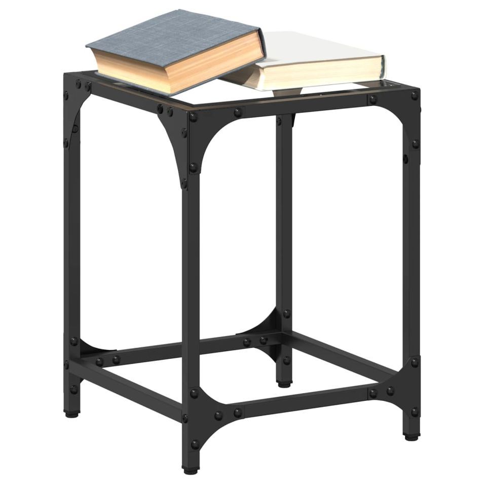 Tables basses avec dessus en verre transparent 2 pcs acier - Photo n°1