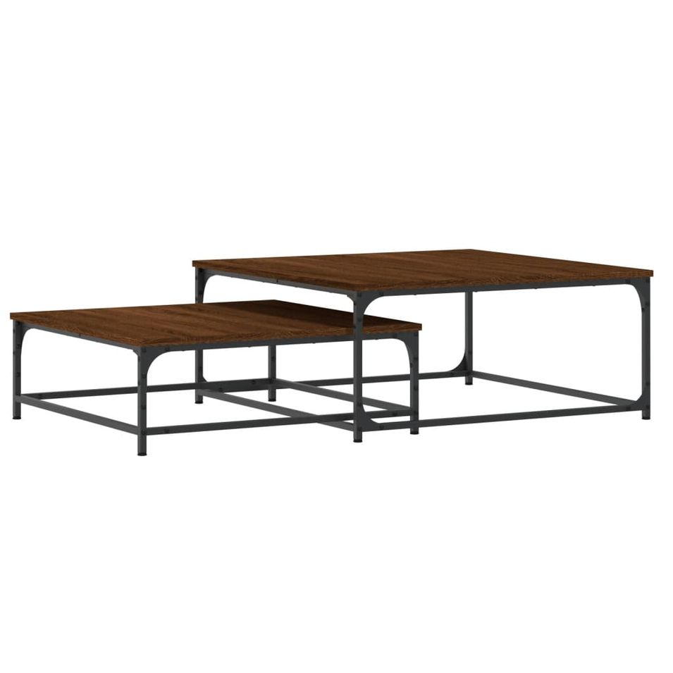 Tables basses gigognes 2 pcs chêne marron bois d'ingénierie - Photo n°1