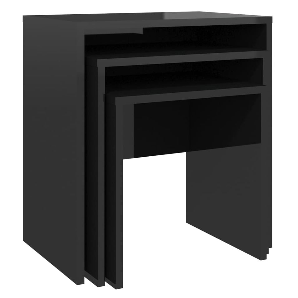 Tables basses gigognes 3 pcs Noir brillant Triza - Photo n°1