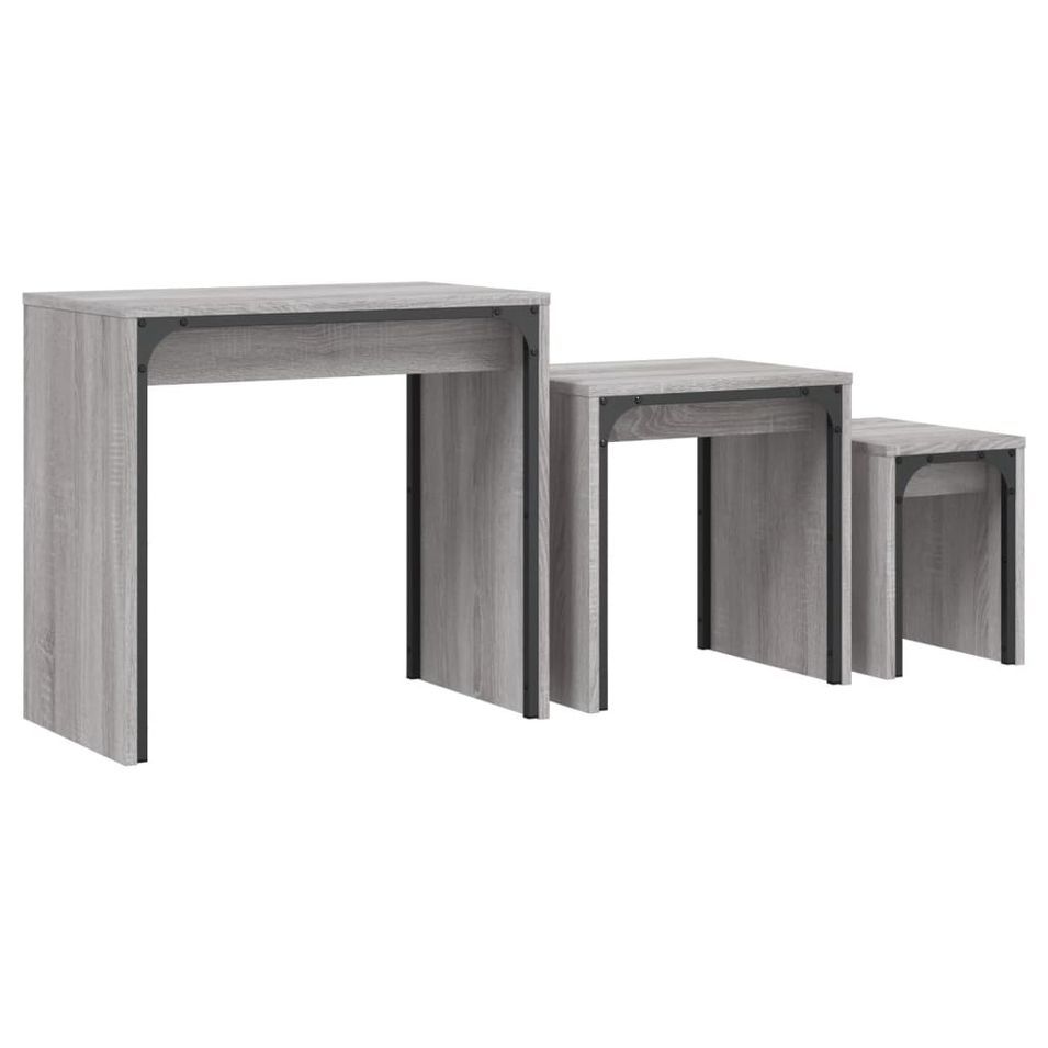 Tables basses gigognes 3 pcs sonoma gris bois d'ingénierie - Photo n°1