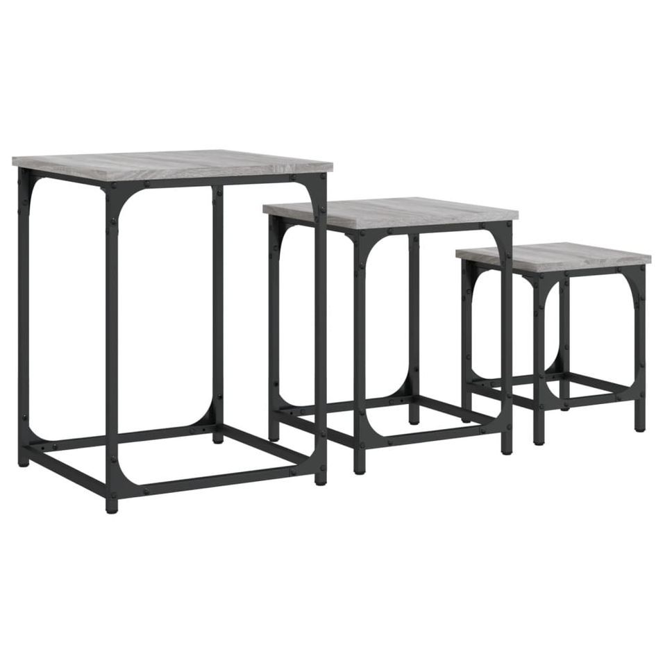 Tables basses gigognes 3 pcs sonoma gris bois d'ingénierie - Photo n°1
