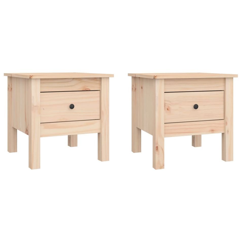 Tables d'appoint 2 pcs 40x40x39 cm Bois massif de pin - Photo n°1