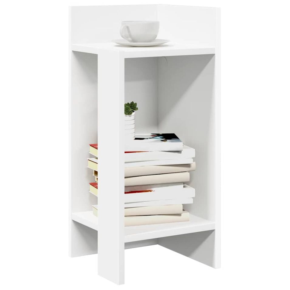 Tables d'appoint 2 pcs avec étagère blanc 25,5x27x60 cm - Photo n°1