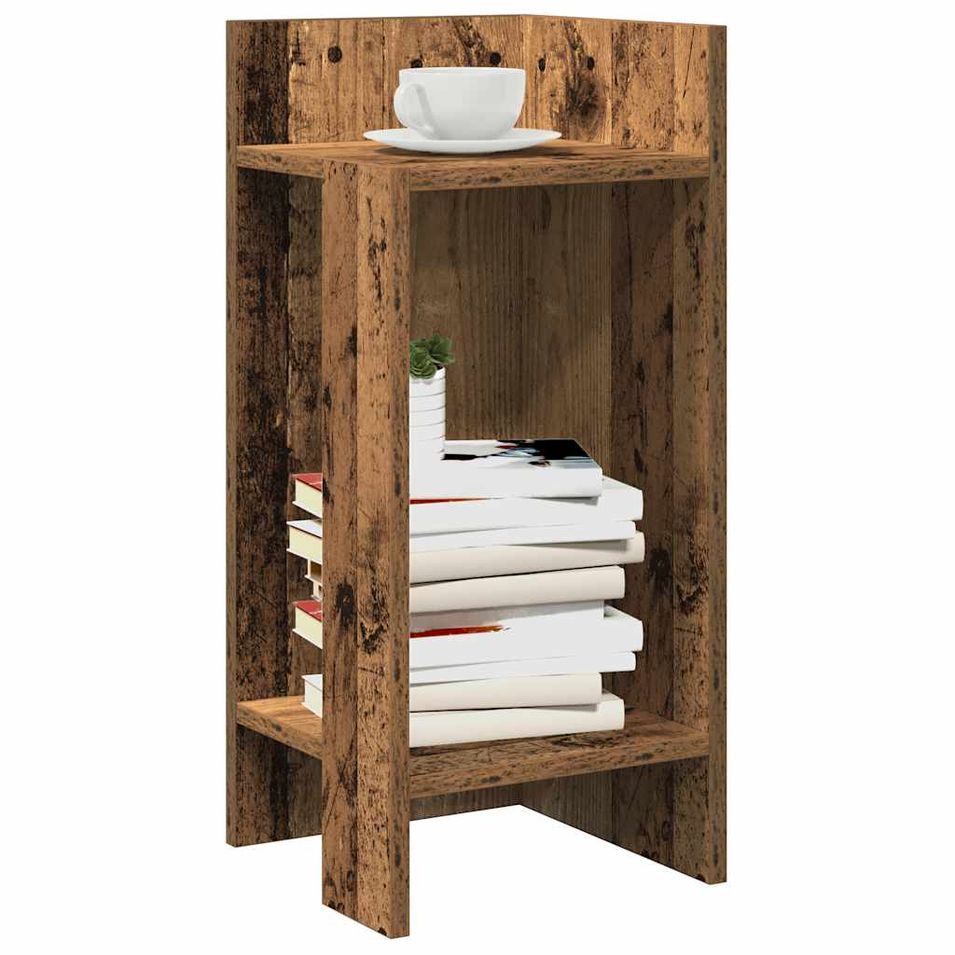 Tables d'appoint 2 pcs avec étagère vieux bois 25,5x27x60 cm - Photo n°1