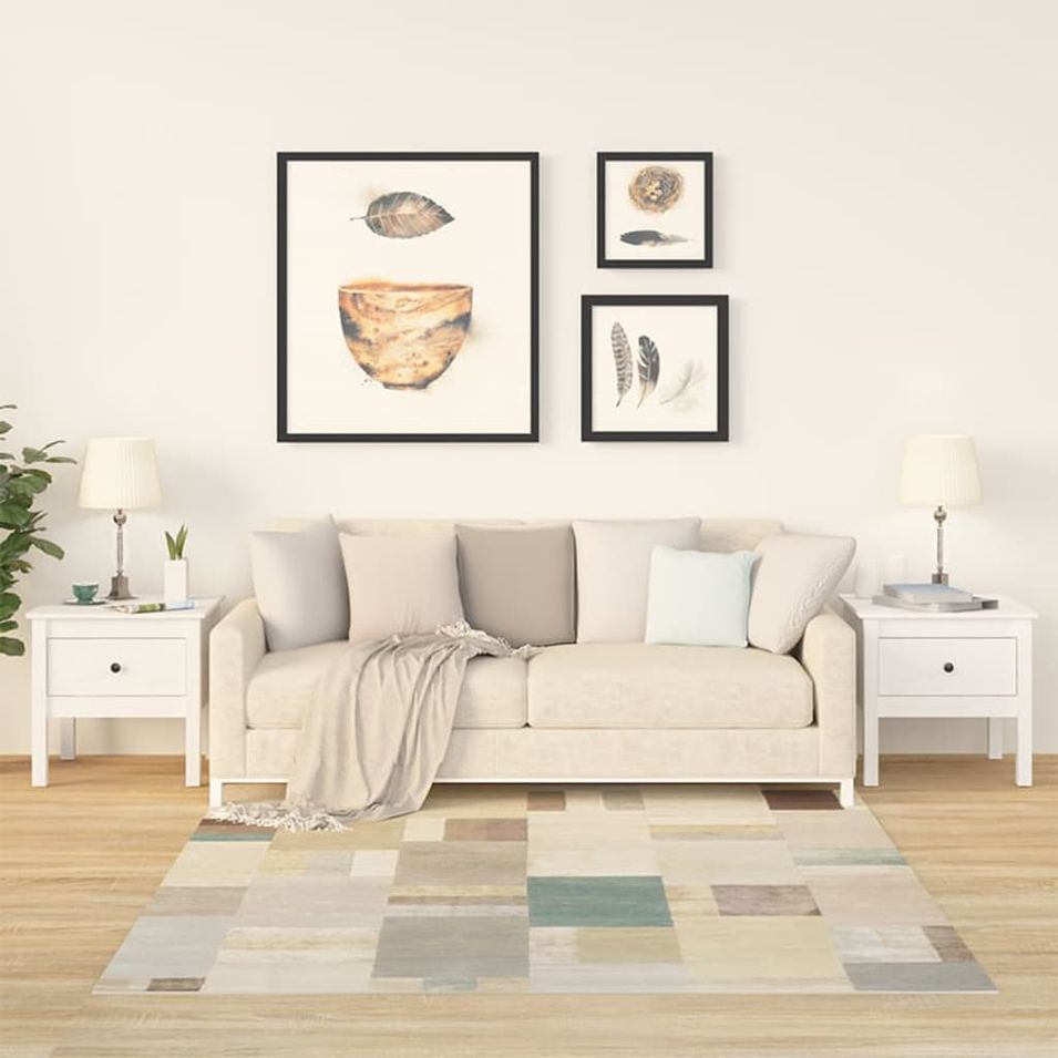 Tables d'appoint 2 pcs Blanc 50x50x49 cm Bois massif de pin - Photo n°1