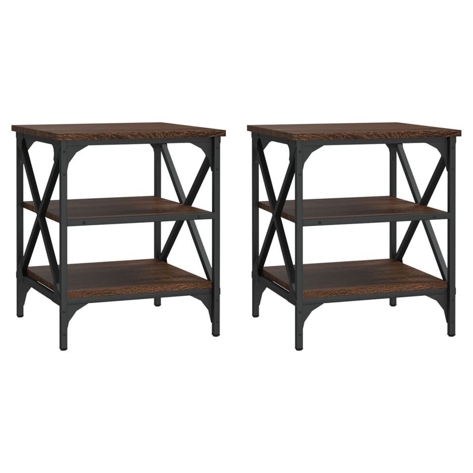Tables d'appoint 2 pcs Chêne marron 40x42x50 cm Bois ingénierie - Photo n°1