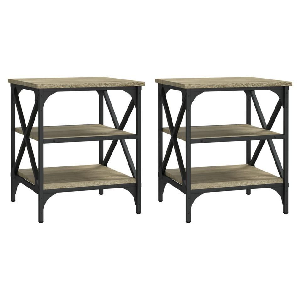 Tables d'appoint 2 pcs Chêne sonoma 40x42x50 cm Bois ingénierie - Photo n°1