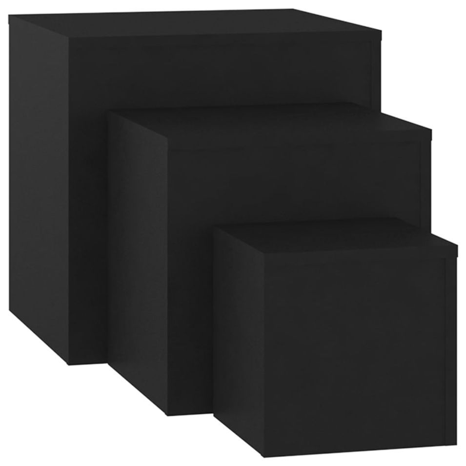 Tables d'appoint 3 pcs Noir - Photo n°1