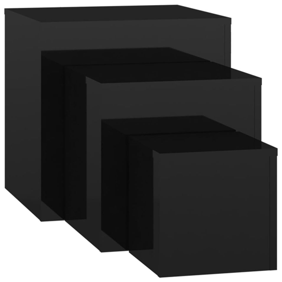 Tables d'appoint 3 pcs Noir brillant - Photo n°1