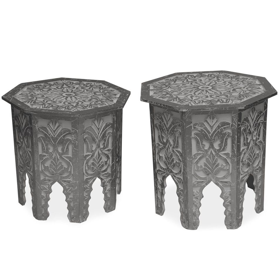 Tables d'appoint bois massif noir Vindou - Lot de 2 - Photo n°1