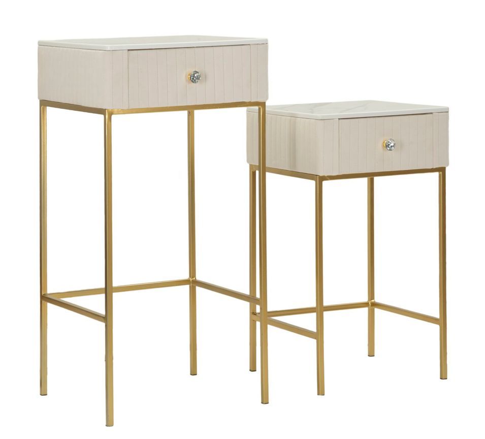 Tables d'appoint carrées dorées avec rangement ensemble de 2 Kelly - Photo n°1