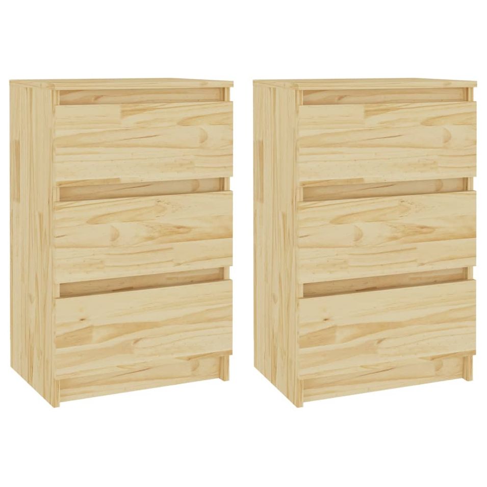 Tables de chevet 2 pcs 40x29,5x64 cm Bois de pin solide - Photo n°1