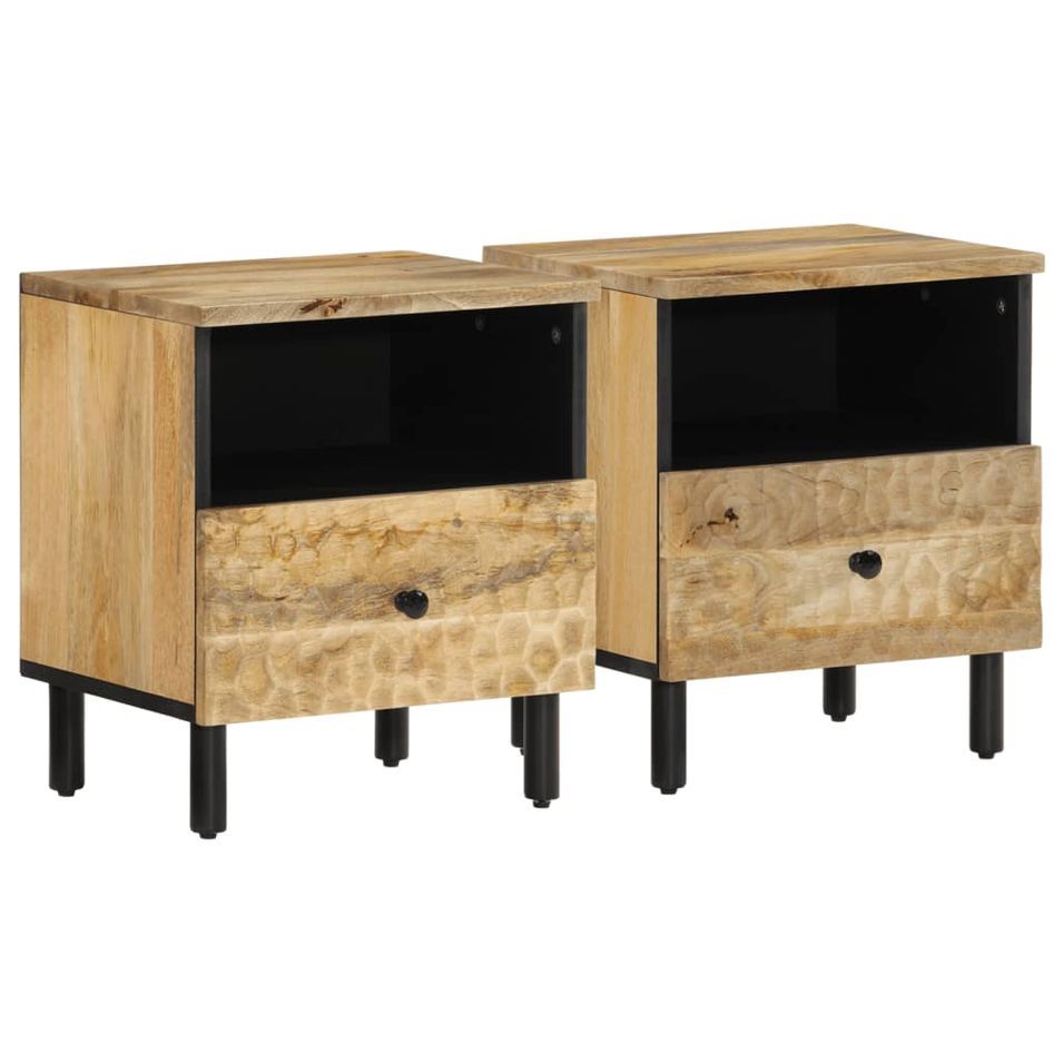 Tables de chevet 2 pcs 40x33x46 cm Bois de manguier solide - Photo n°1