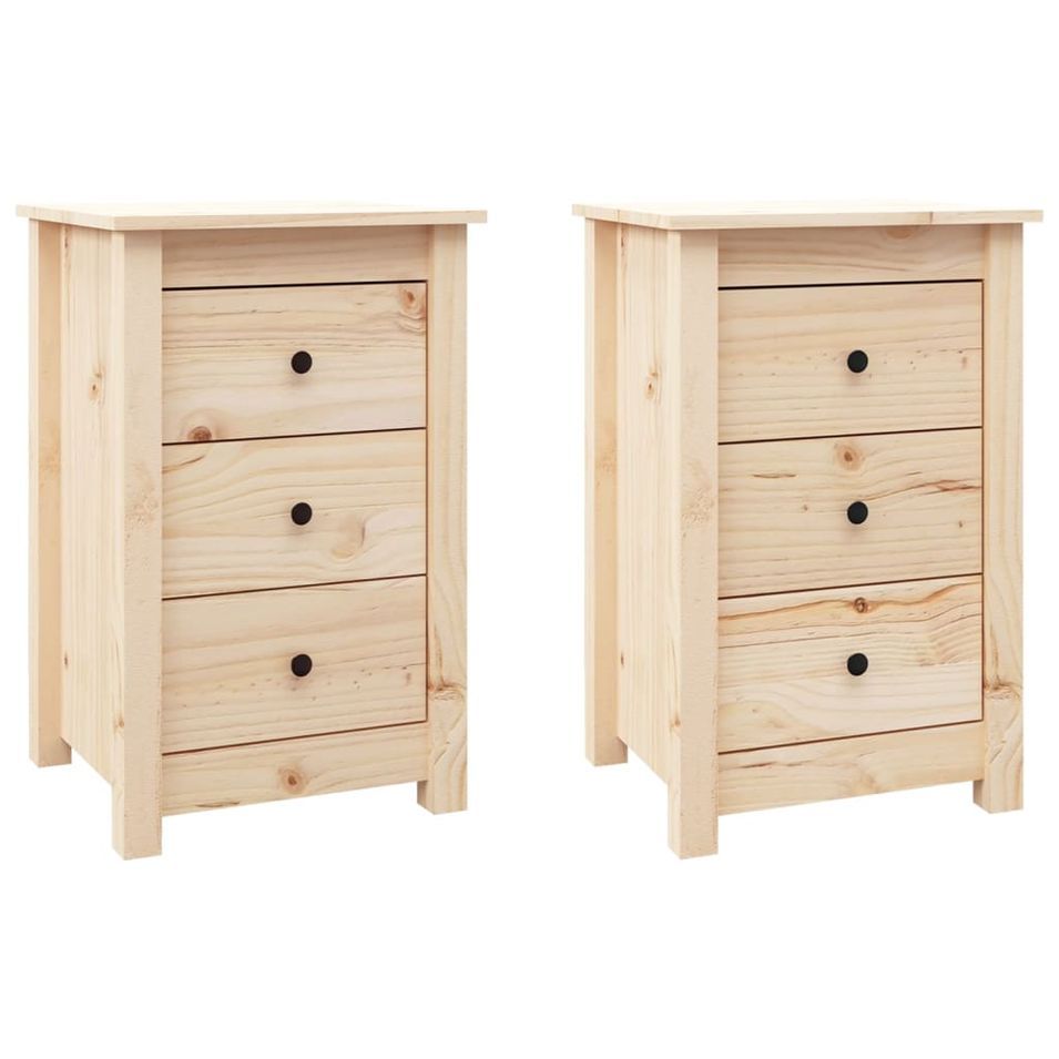 Tables de chevet 2 pcs 40x35x61,5 cm Bois de pin massif - Photo n°1
