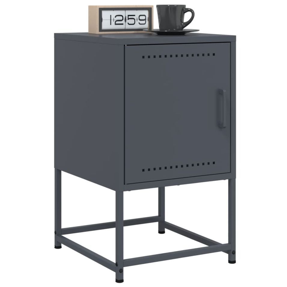 Tables de chevet 2 pcs anthracite 36x39x60,5 cm acier - Photo n°1