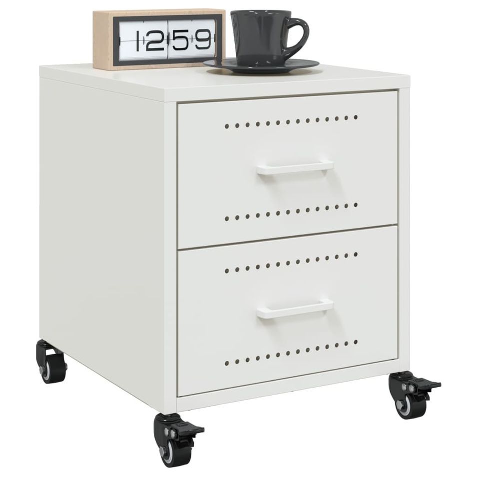 Tables de chevet 2 pcs blanc 36x39x43,5 cm acier - Photo n°1