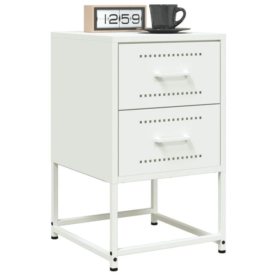 Tables de chevet 2 pcs blanc 36x39x60,5 cm acier - Photo n°1