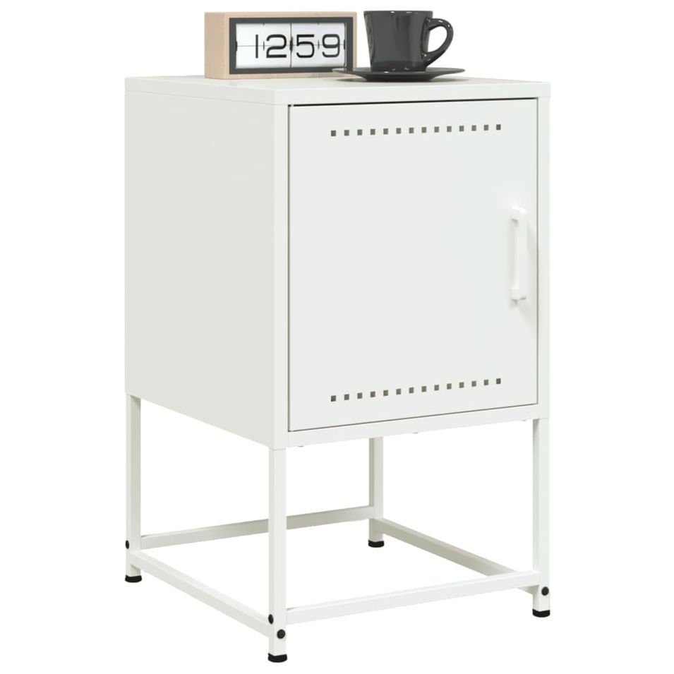 Tables de chevet 2 pcs blanc 36x39x60,5 cm acier - Photo n°1