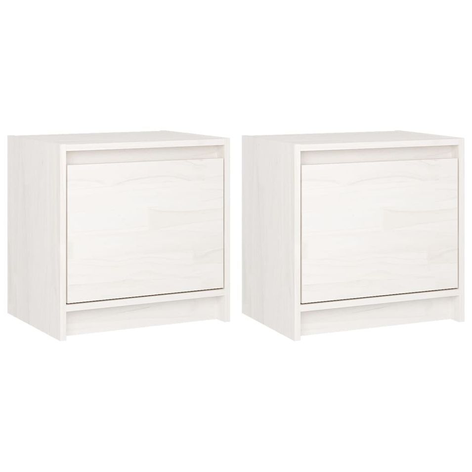 Tables de chevet 2 pcs Blanc 40x30,5x40 cm Bois de pin massif 2 - Photo n°1