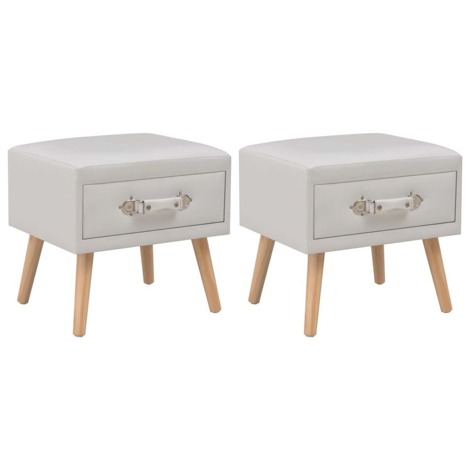 Tables de chevet 2 pcs Blanc 40x35x40 cm Similicuir - Photo n°1