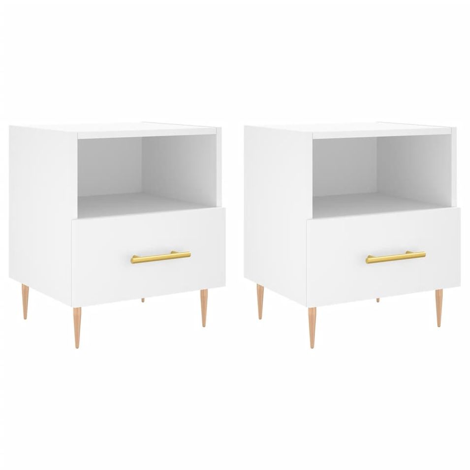Tables de chevet 2 pcs blanc 40x35x47,5 cm bois d’ingénierie - Photo n°1