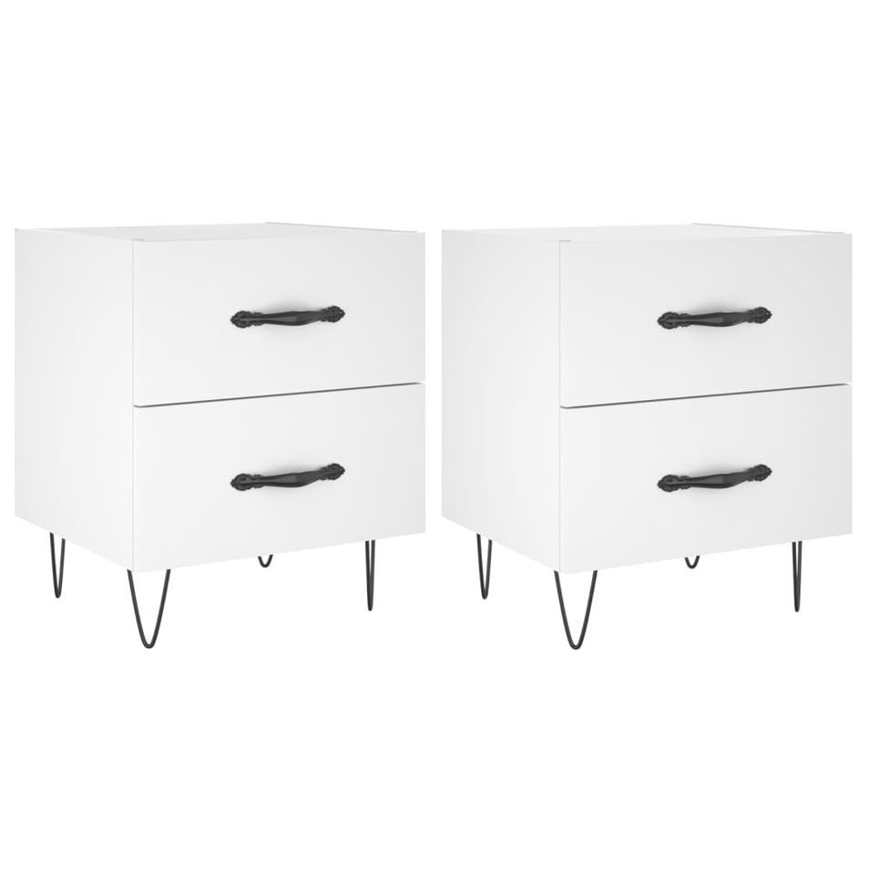 Tables de chevet 2 pcs blanc 40x35x47,5 cm bois d’ingénierie - Photo n°1