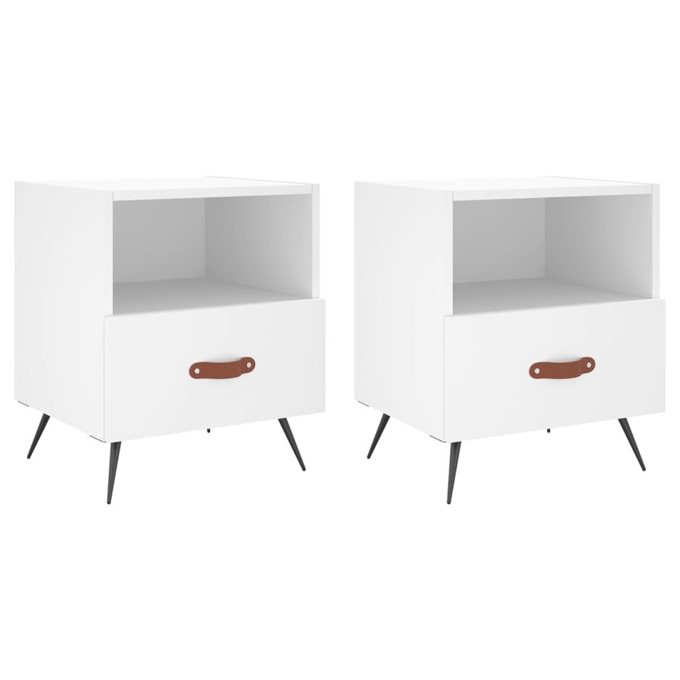 Tables de chevet 2 pcs blanc 40x35x47,5 cm bois d’ingénierie - Photo n°1