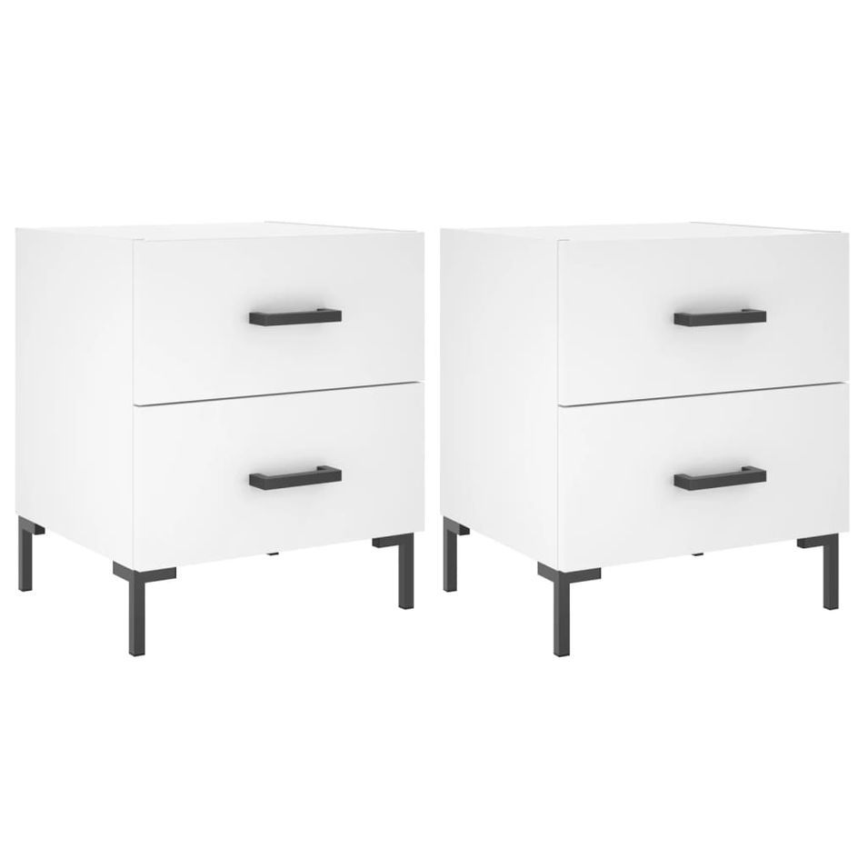 Tables de chevet 2 pcs blanc 40x35x47,5 cm bois d’ingénierie - Photo n°1