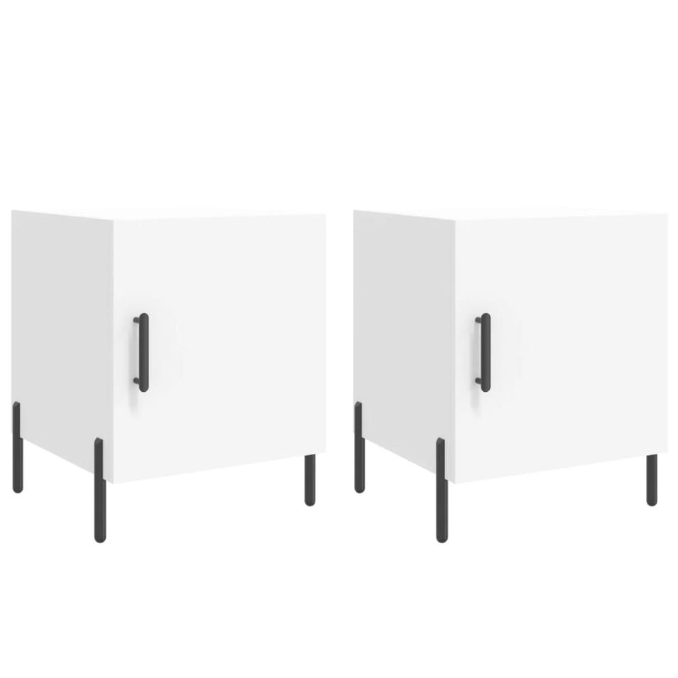 Tables de chevet 2 pcs blanc 40x40x50 cm bois d’ingénierie - Photo n°1