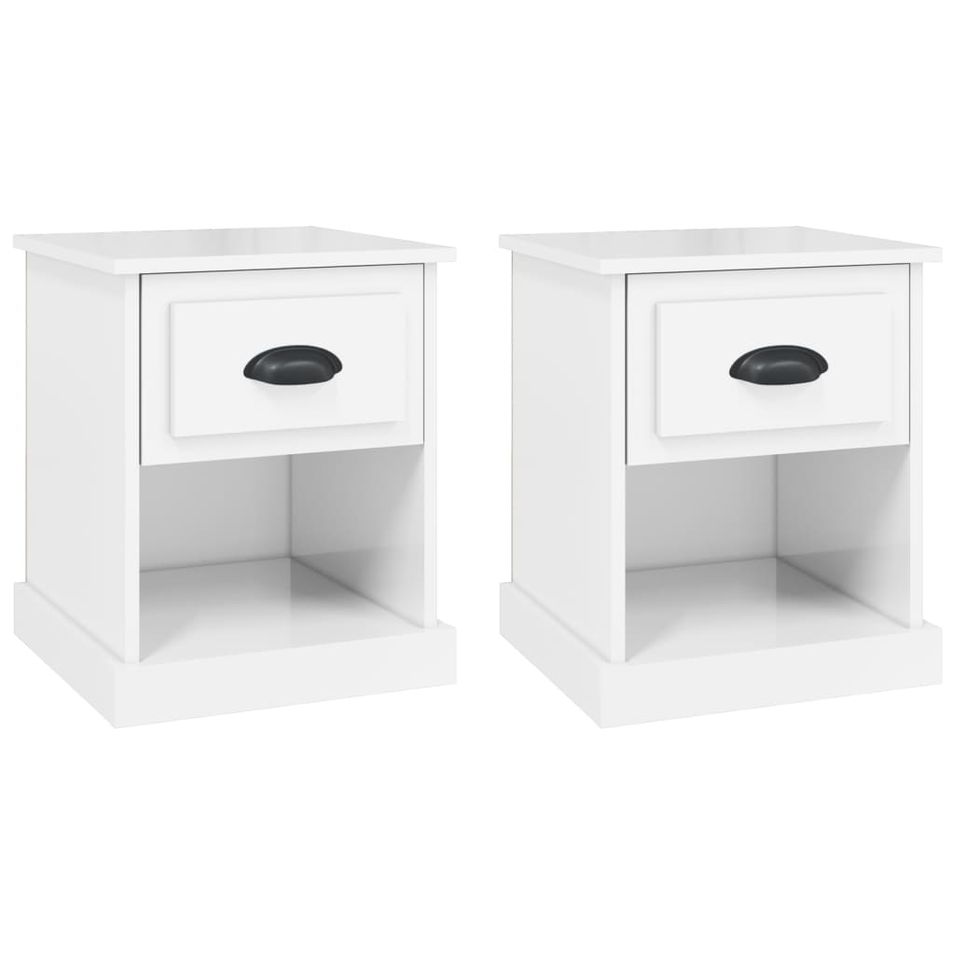 Tables de chevet 2 pcs blanc brillant 39x39x47,5 cm - Photo n°1