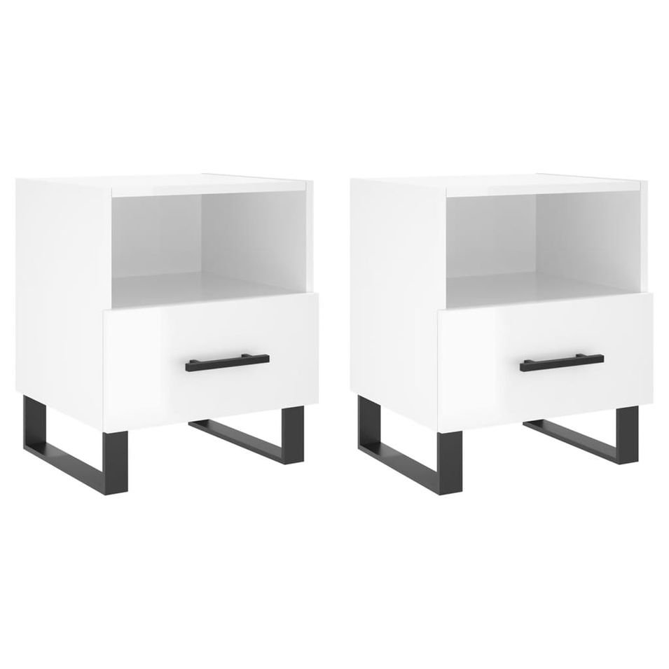 Tables de chevet 2 pcs blanc brillant 40x35x47,5 cm - Photo n°1