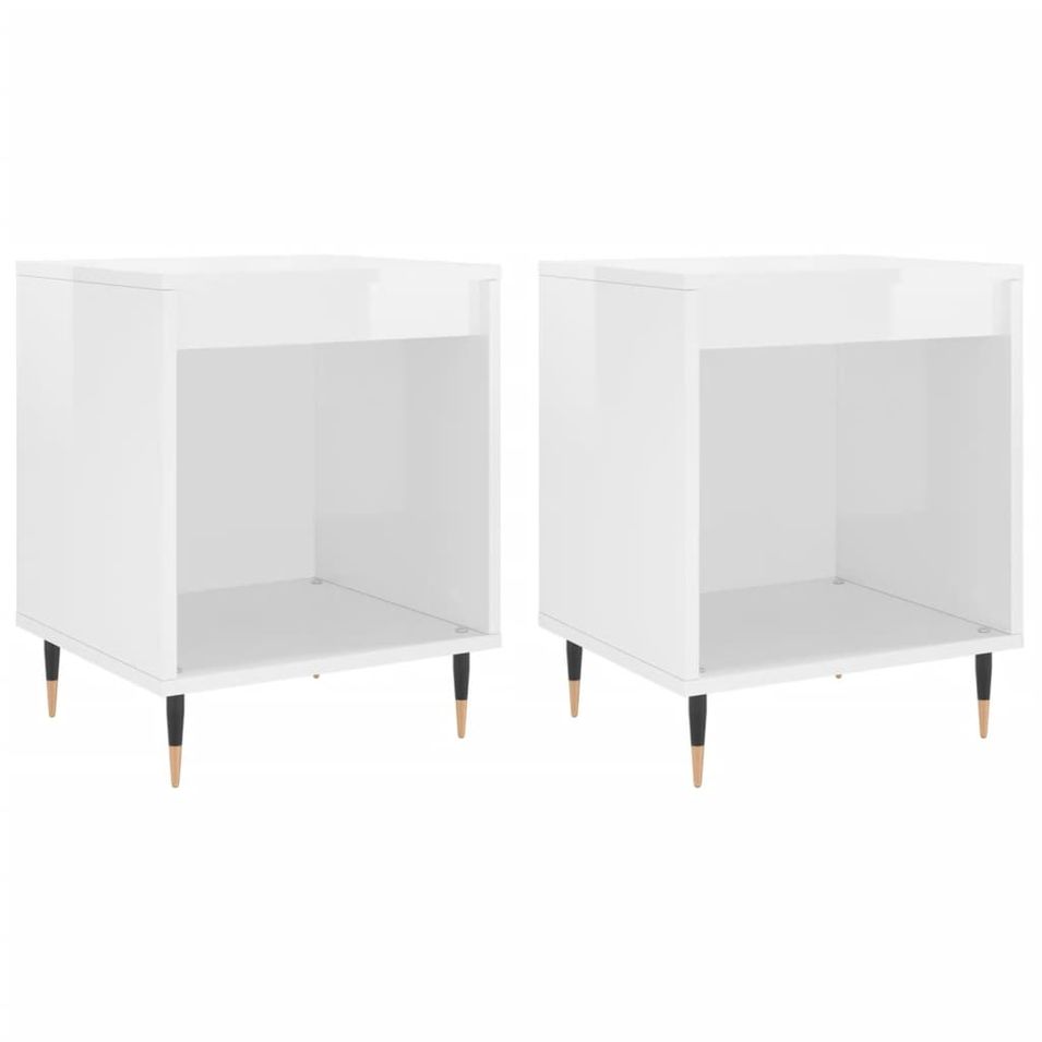 Tables de chevet 2 pcs blanc brillant 40x35x50 cm - Photo n°1