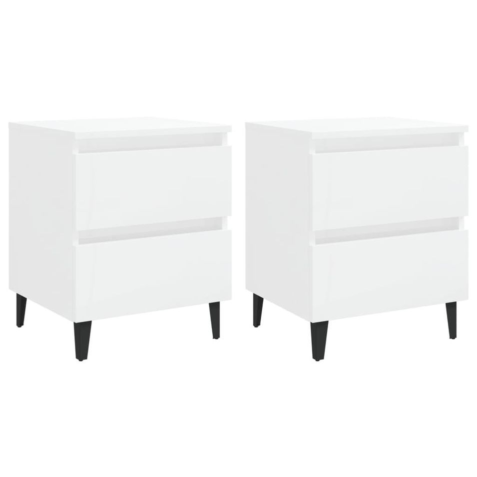 Tables de chevet 2 pcs Blanc brillant 40x35x50 cm - Photo n°1
