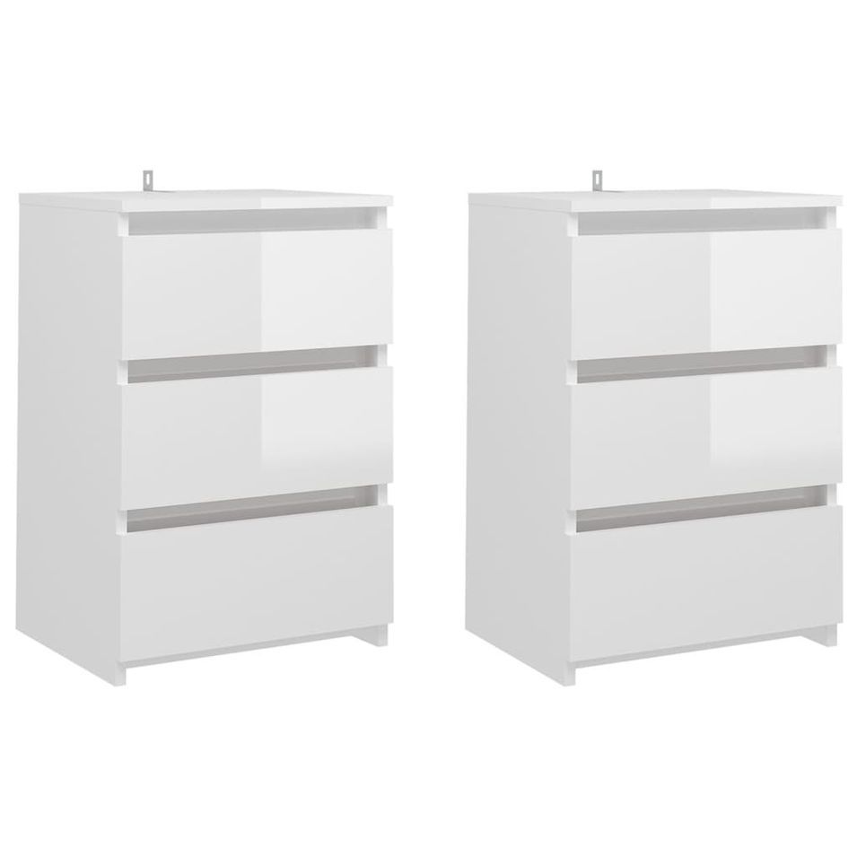 Tables de chevet 2 pcs Blanc brillant 40x35x62,5 cm - Photo n°1
