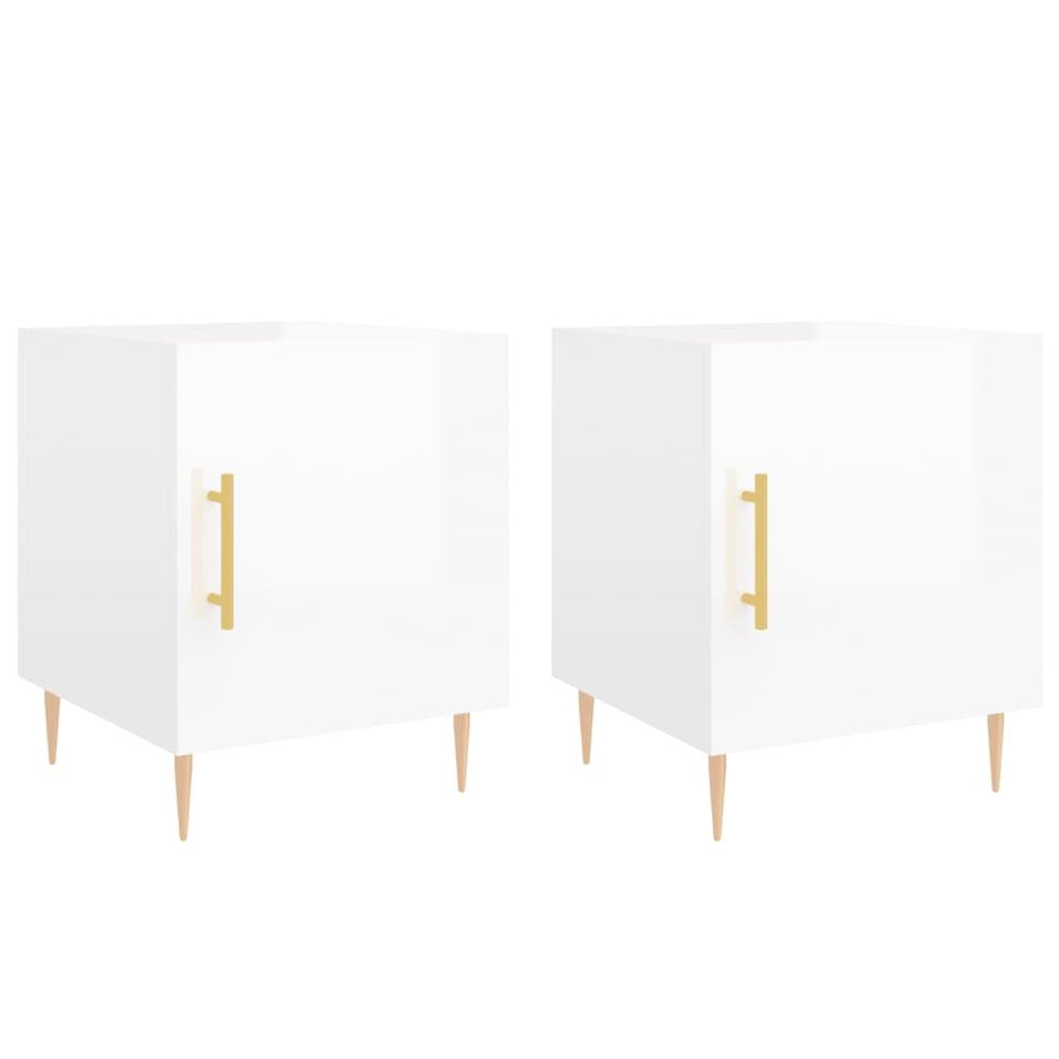 Tables de chevet 2 pcs blanc brillant 40x40x50 cm - Photo n°1