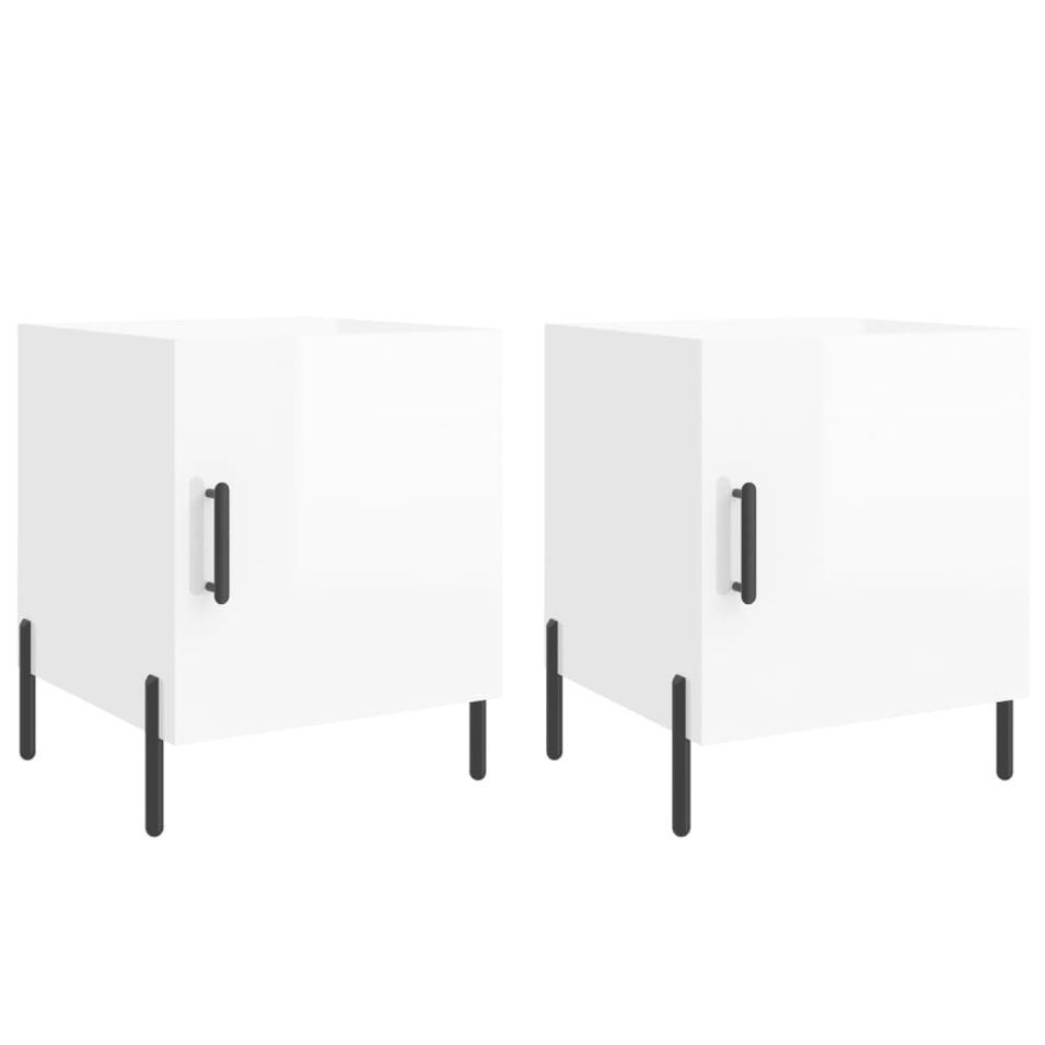 Tables de chevet 2 pcs blanc brillant 40x40x50 cm - Photo n°1