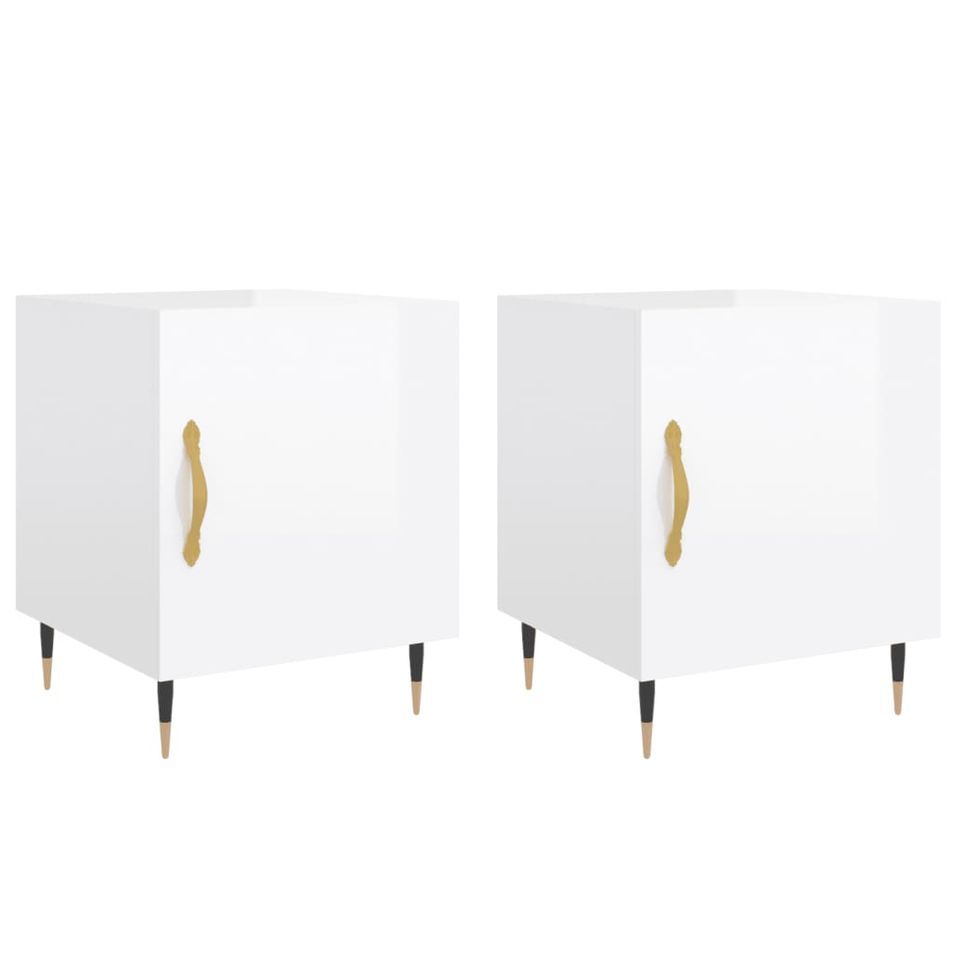Tables de chevet 2 pcs blanc brillant 40x40x50 cm - Photo n°1