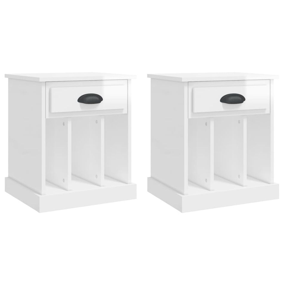 Tables de chevet 2 pcs blanc brillant 43x36x50 cm - Photo n°1