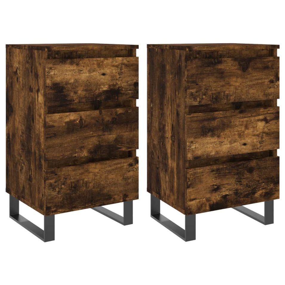 Tables de chevet 2 pcs chêne fumé 40x35x69 cm bois ingénierie - Photo n°1