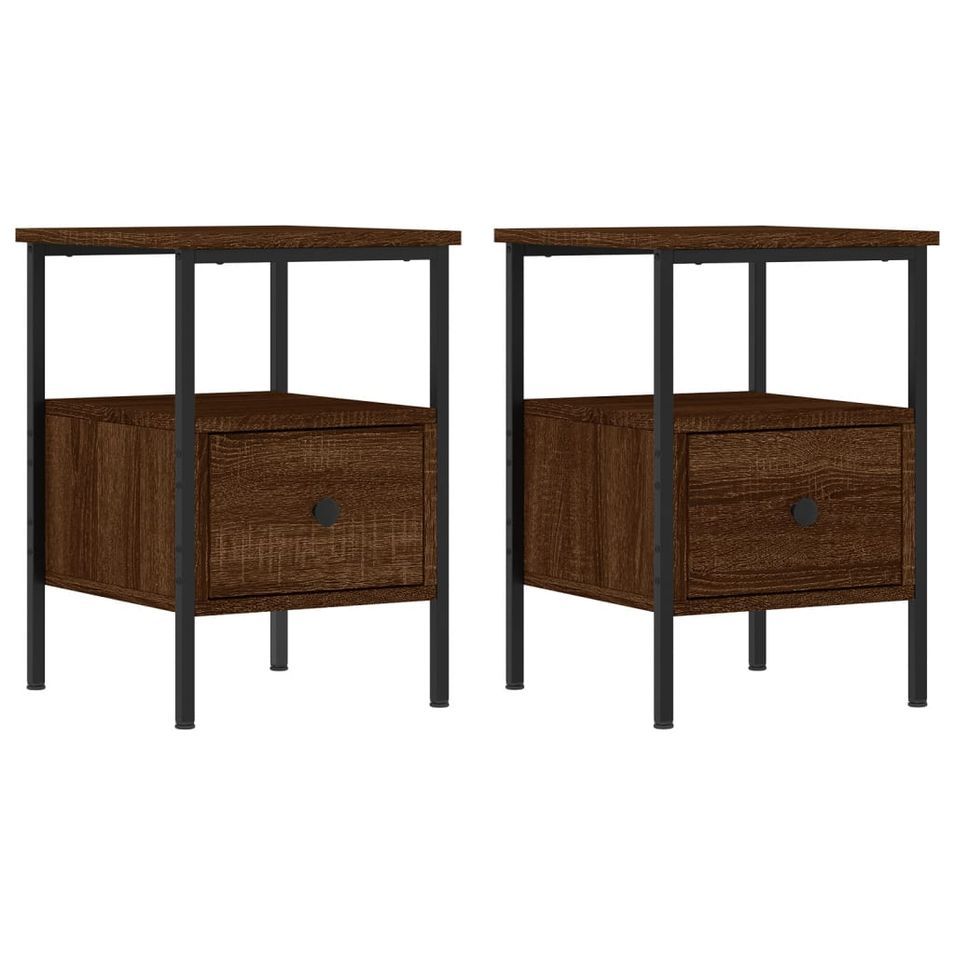 Tables de chevet 2 pcs chêne marron 34x36x50 cm bois ingénierie - Photo n°1