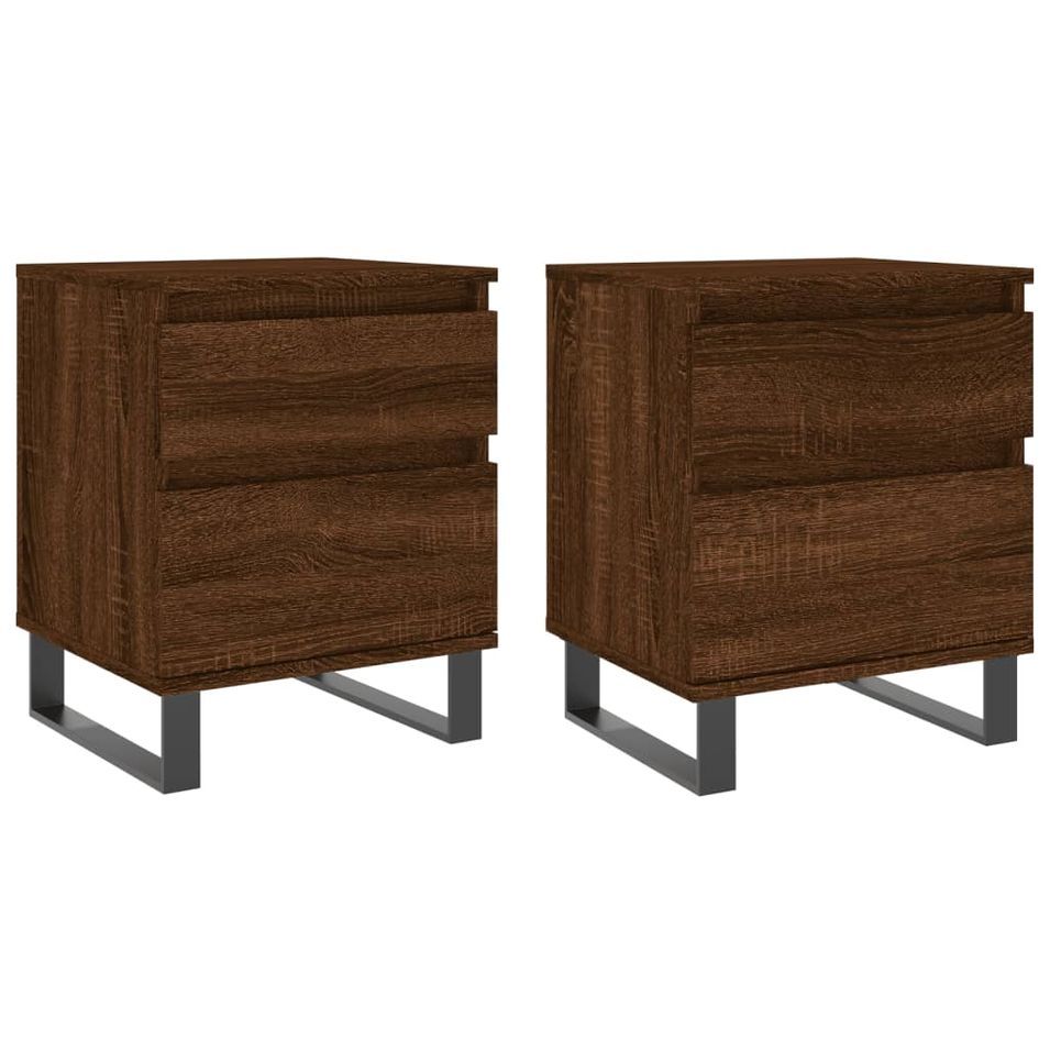 Tables de chevet 2 pcs chêne marron 40x35x50 cm bois ingénierie - Photo n°1