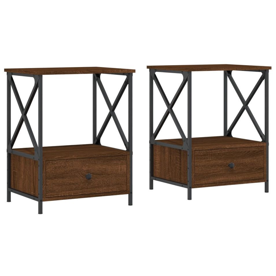 Tables de chevet 2 pcs chêne marron 50x41x65 cm bois ingénierie - Photo n°1