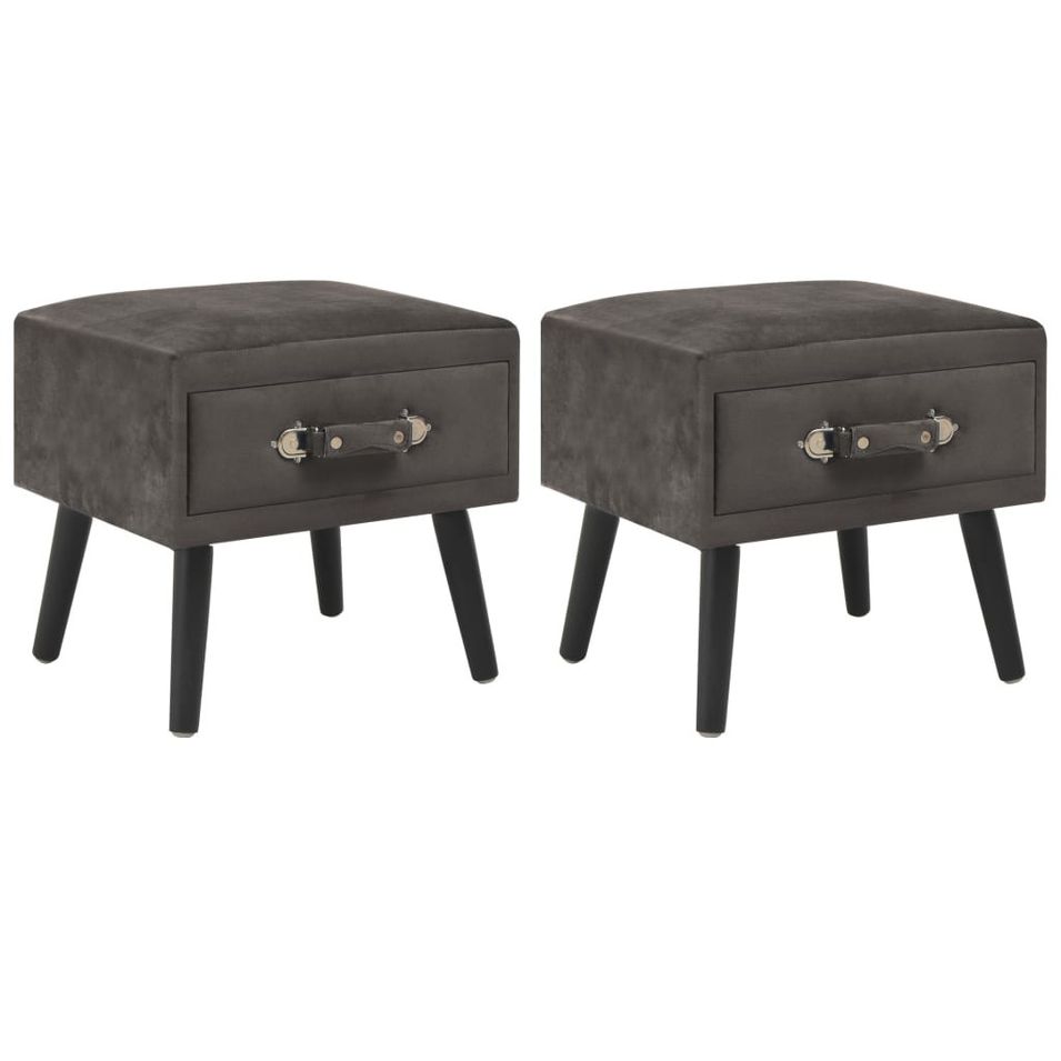 Tables de chevet 2 pcs Gris 40x35x40 cm Velours - Photo n°1