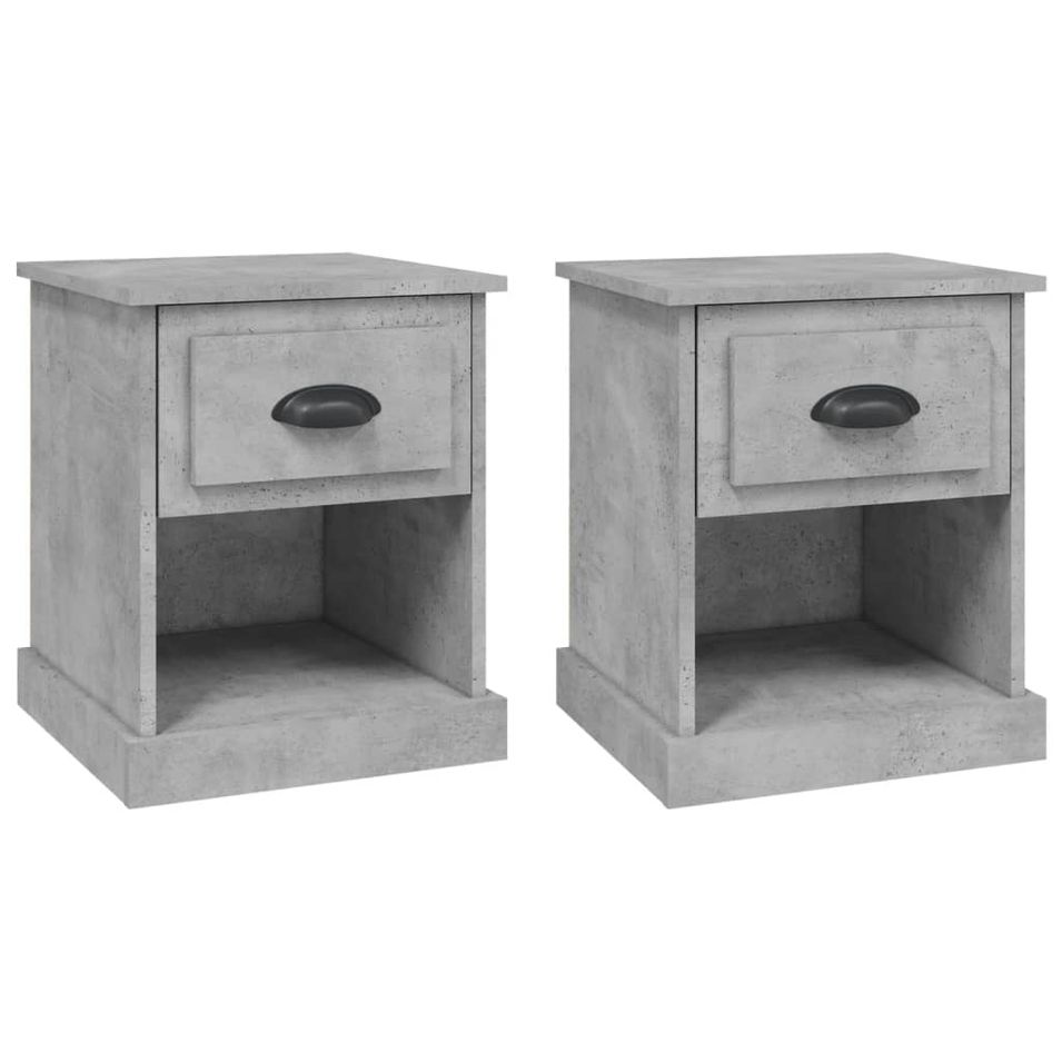 Tables de chevet 2 pcs gris béton 39x39x47,5 cm bois ingénierie - Photo n°1