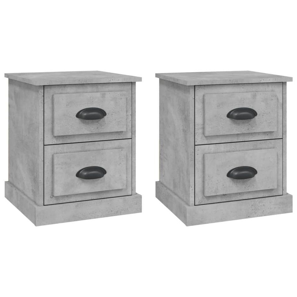 Tables de chevet 2 pcs gris béton 39x39x47,5 cm bois ingénierie - Photo n°1